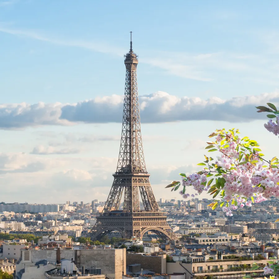 La tour Eiffel au-dessus des toits de Paris